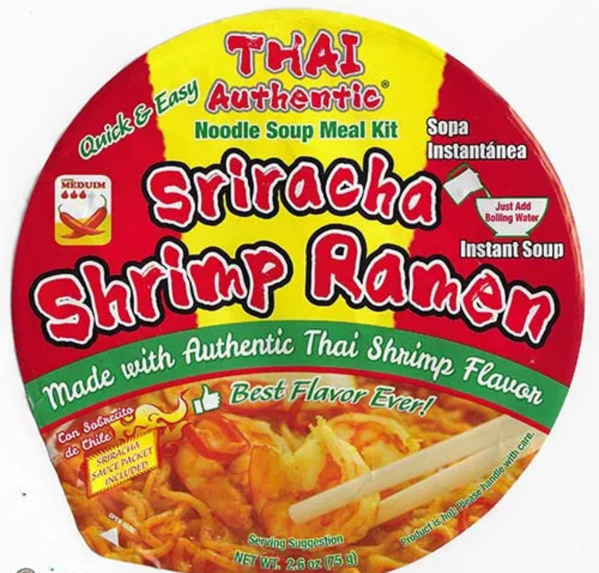 THAI AUTHENTIC noodle soup meal kit, Sriracha Shrimp Ramen