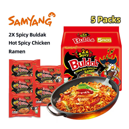 SAMYANG BULDAK 2x SPICY, Hot Spicy Chicken Ramen 5 pack